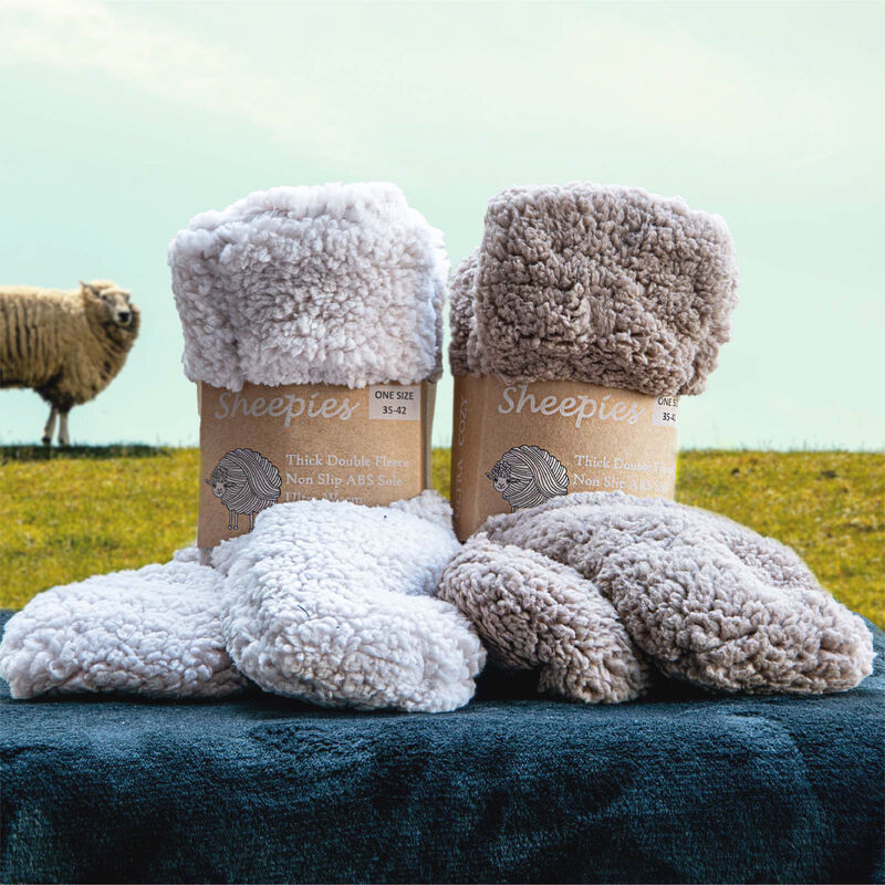 Soft Irish Sheepies Double Fleece Woolly Slipper Socks  Cream Colour